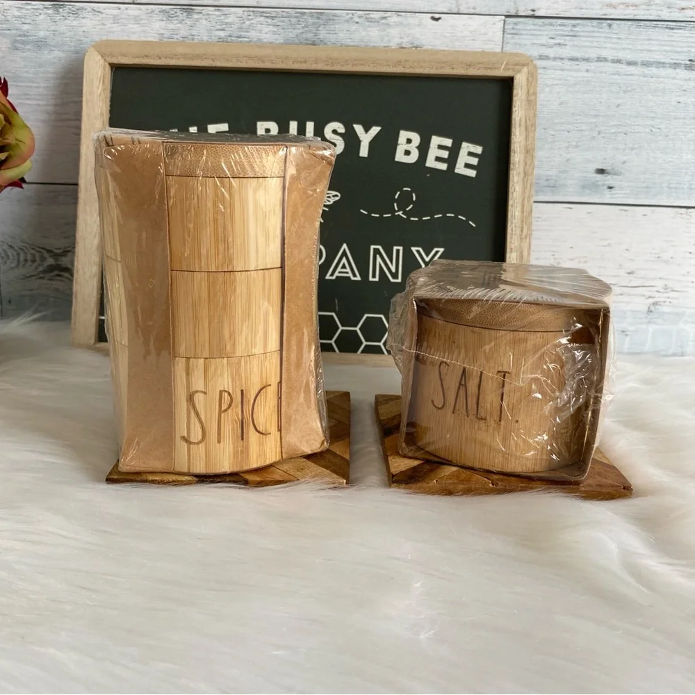 Rae Dunn Bamboo Spice & Salt Cellar Kitchen Home